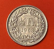 50 Rappen oder 1/2 Fr.1963 B ( Silber ) Stempelglanz