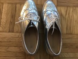 Peter Kaiser Leder-Schnurschuh in Silber