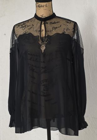 Schwarze Bluse mit Spitze, Bodyflirt Boutique, Gr. 38