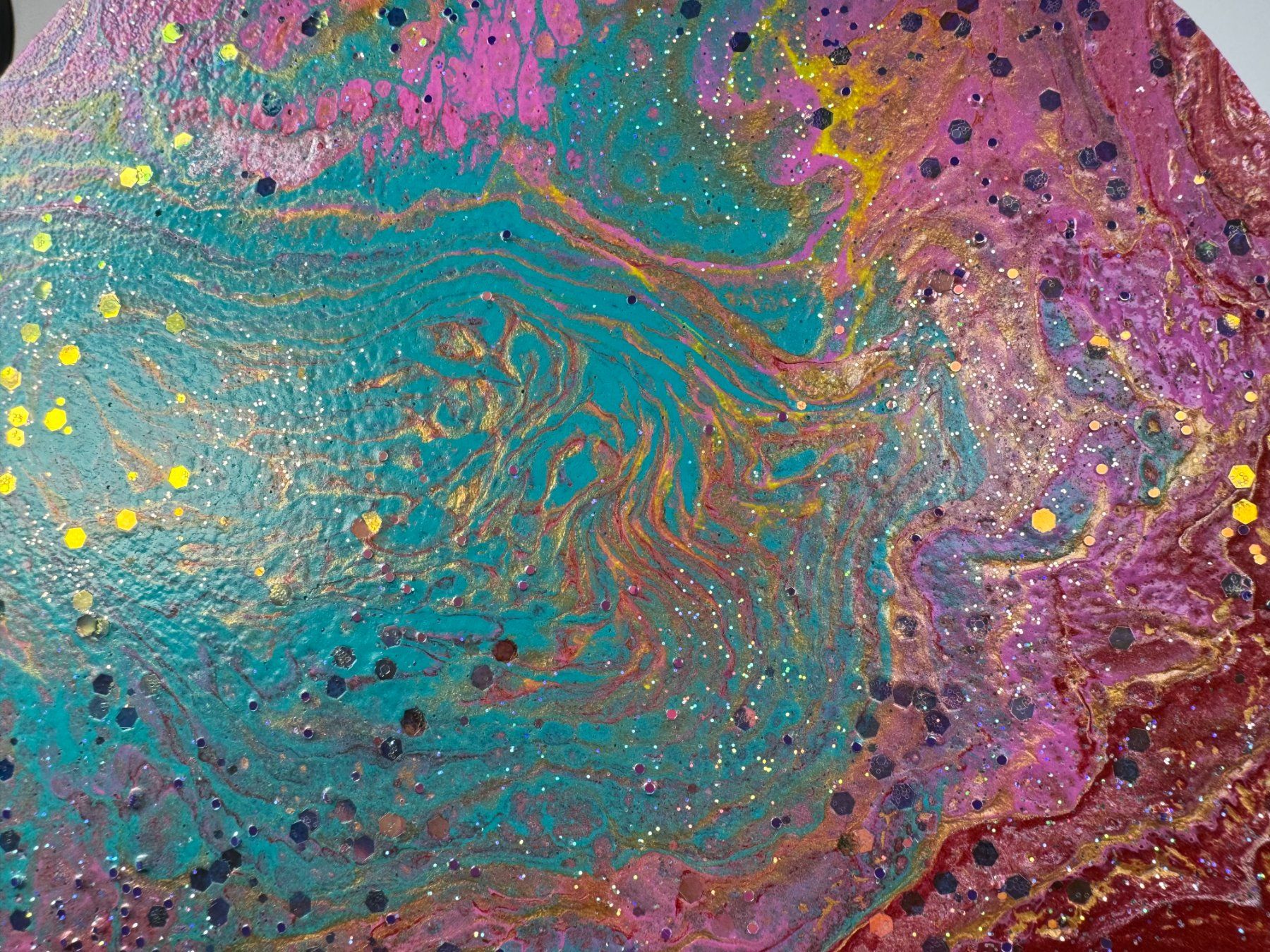 Dipinti: Acryl-Flüssigmalerei, kreisförmig – Usato da Schlieren venduto da MayaSheng1983 1