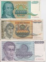 JUGOSLAWIEN - 3 BANKNOTEN 1993 - DU WIRST ENDLICH MILLIONAER