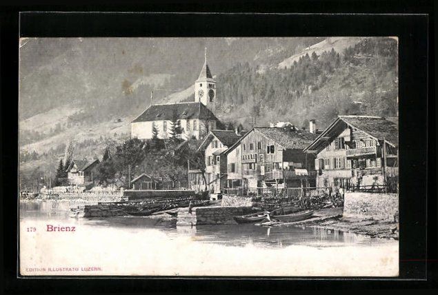 Cartoline postali: AK Brienz, Ortsansicht mit Kirche – Usato da Berlin venduto da bartko-reher