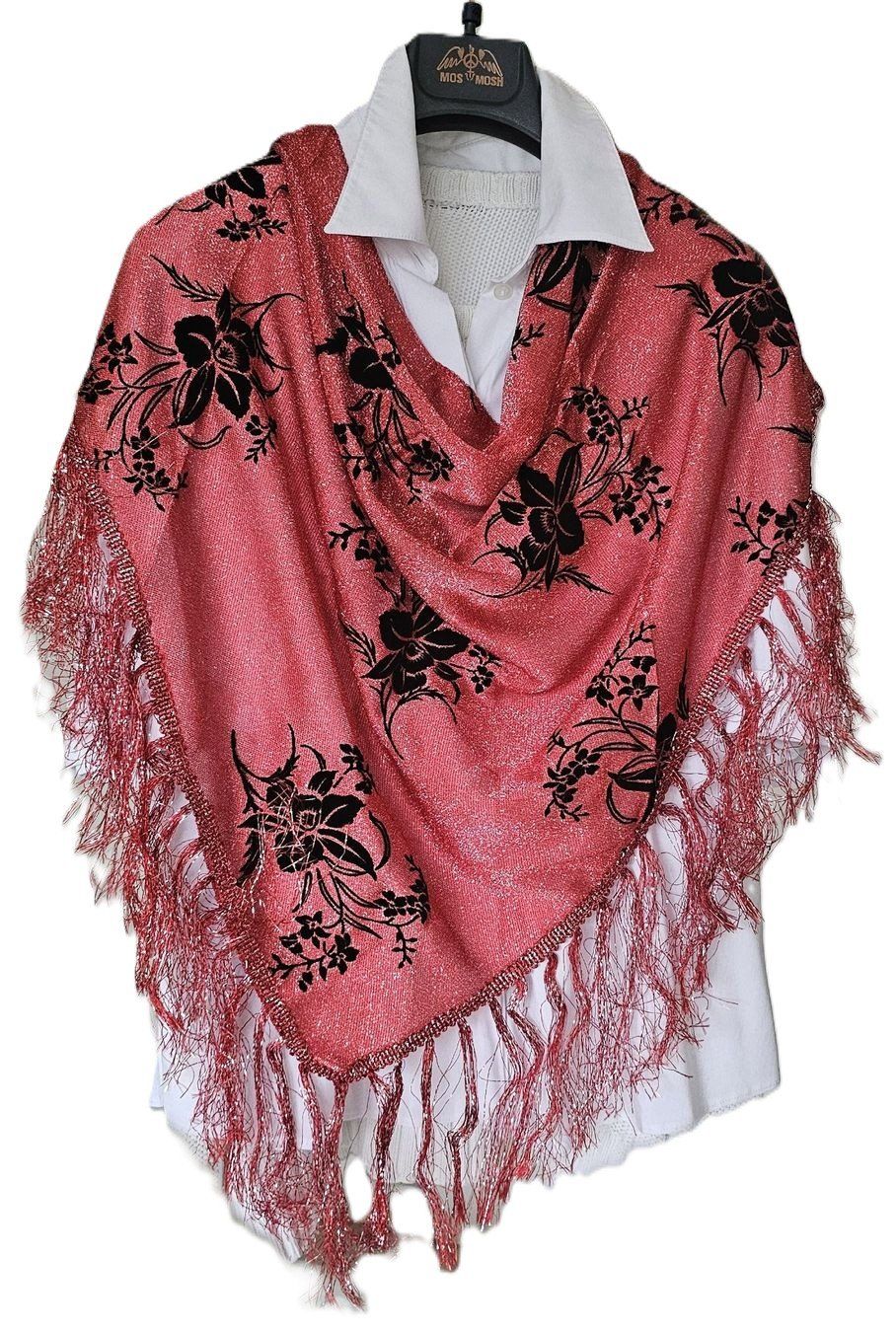 Foulards, Tücher & Schals: Foulard triangle rouge avec fil argenté – Neu und originalverpackt aus Porrentruy von Danreisende