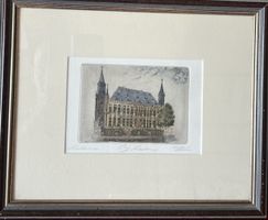 Konrad Rütters Aachener Rathaus Radierung signiert