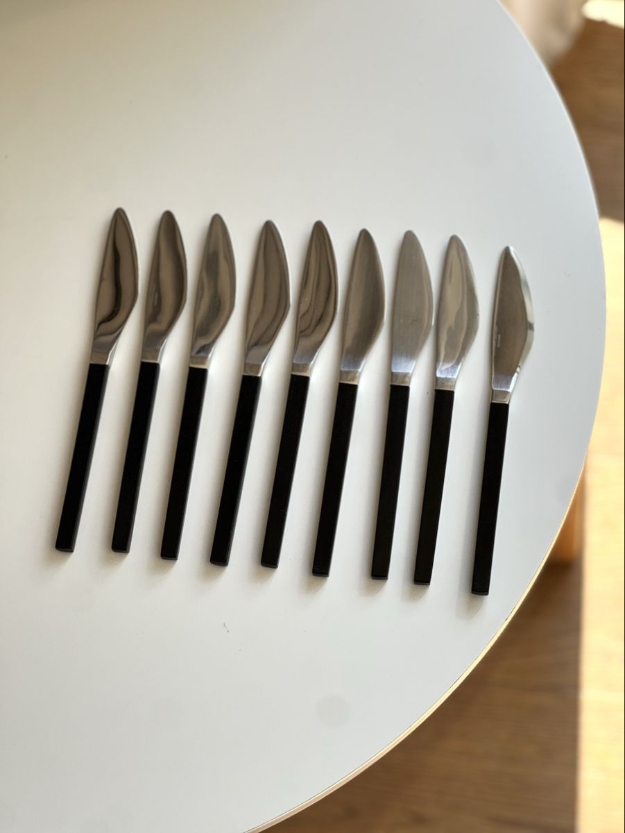 Coltelli: Set mit 12 dänischen Lundtofte Opus Black Handle Messer – Usato da Uerikon venduto da Saffagirl 3