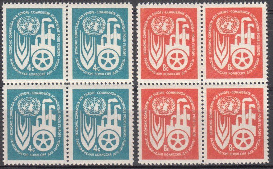 Tutti i francobolli: UNO NY Mi 78 - 79 im 4er-Block postfrisch – Usato da Bürglen TG venduto da StampGraf