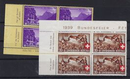 1938-39 Pro Patria Viererblocks postfrisch