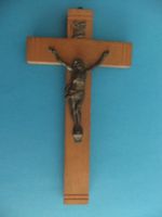 antikes Kreuz Kruzifix Holz / Metall 1959