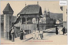 Luzern - Kapellbrücke und Jesuitenkirche - animee belebt