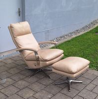 Relaxsessel TV Sessel mit Hocker Pizol Horst  Leder Beige