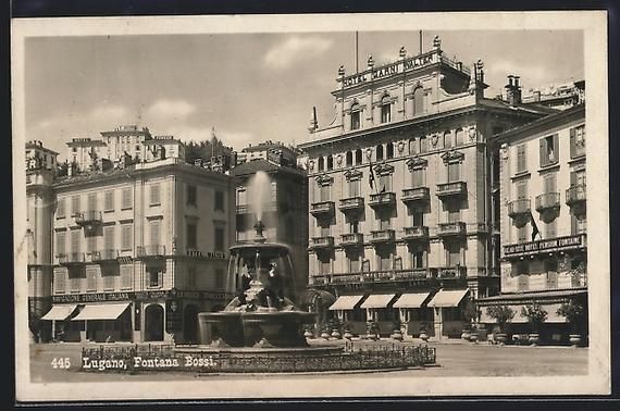 Cartoline postali: AK Lugano, Fontana Bossi, 1935 – Usato da Berlin venduto da bartko-reher