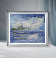 Original Gemälde Blau Abstrakt, Leinwand 20x30 cm, Unikat!!!