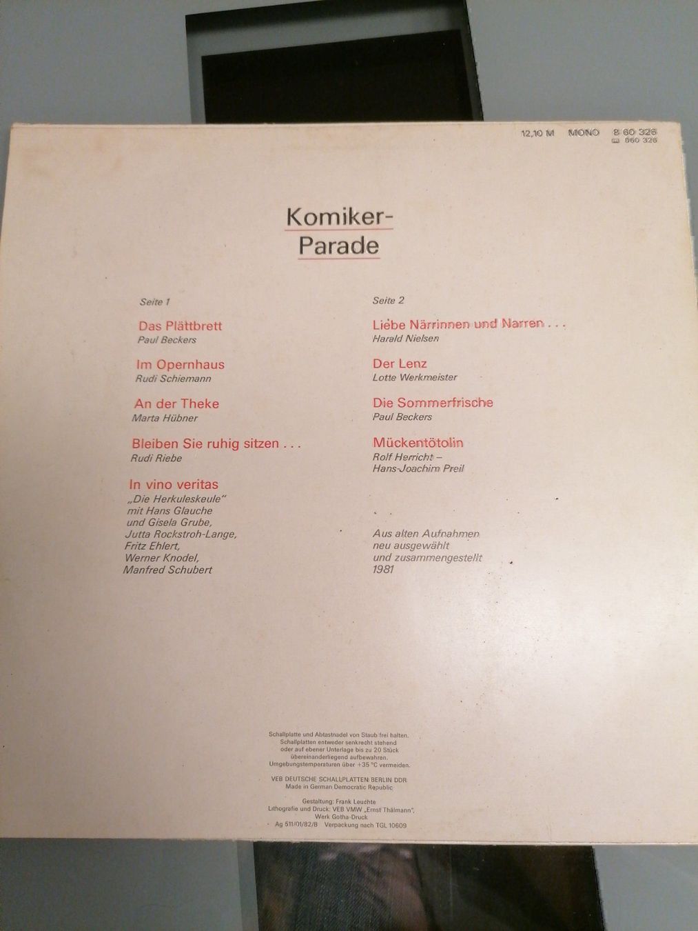 Dischi in vinile: LP Komikerparade – Usato da Büttikon AG venduto da Amineah 1
