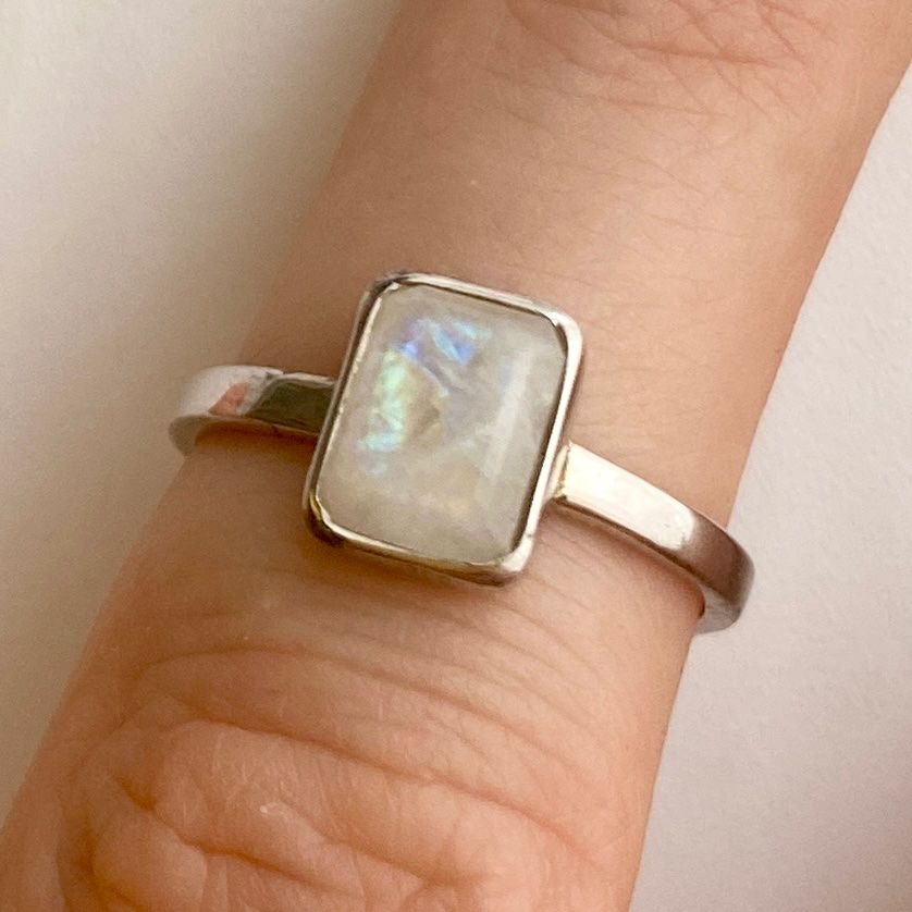 Anelli: Ring Mondstein rechteckig eckig Baguette 925 Silber 49 – Nuovo (secondo la descrizione) da Zürich venduto da goldfisch.schmuck