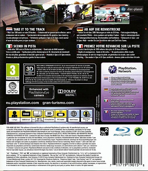 Sony Giochi: PS3 - Gran Turismo 5 (2010) – Usato da Embrach venduto da disc-planet 1