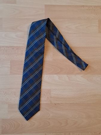 Seidenkrawatte - blaues Karomuster - Made in Italy