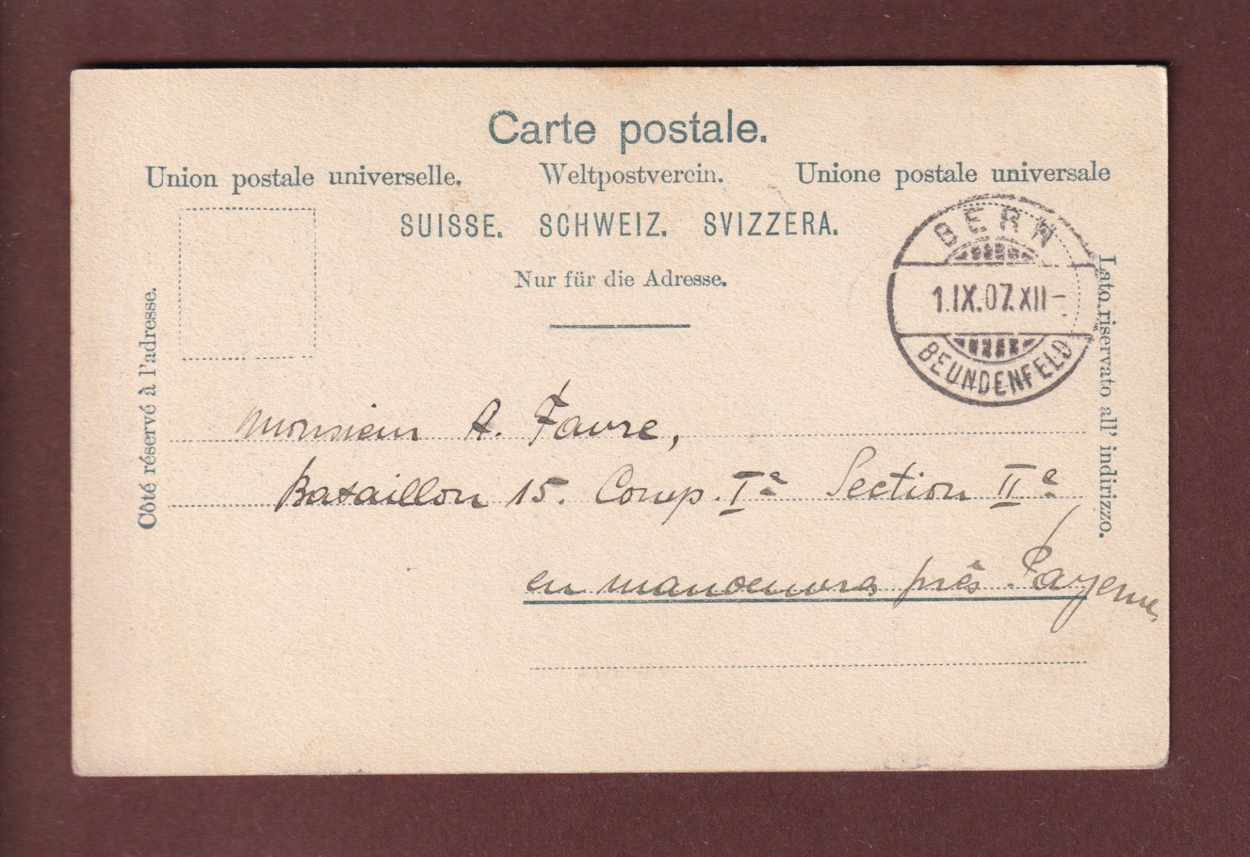 Cartoline postali: BERN - Bundeshaus - 1907 – Usato da Pully venduto da nicecards 1