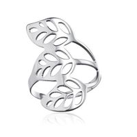 Ring für Damen Blatt Silber Edelstahl