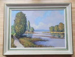 Ölbild auf Leinwand von Willy Baumgartner vom Altenrhein