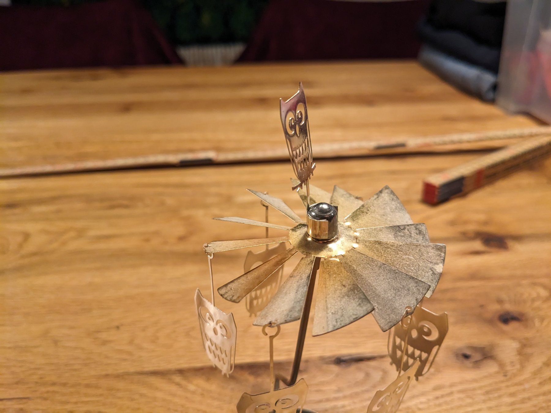 Portacandele: Drehendes Eulen Windlicht, Kerzenhalter – Usato da Basel venduto da labaffe01 2