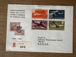 Liechtenstein - 1960 FDC Flugpostmarken echt gelaufen