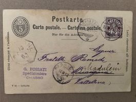 1893, Zunr. 60A, Karte Chiasso - Madulein mit Zusatz Marke