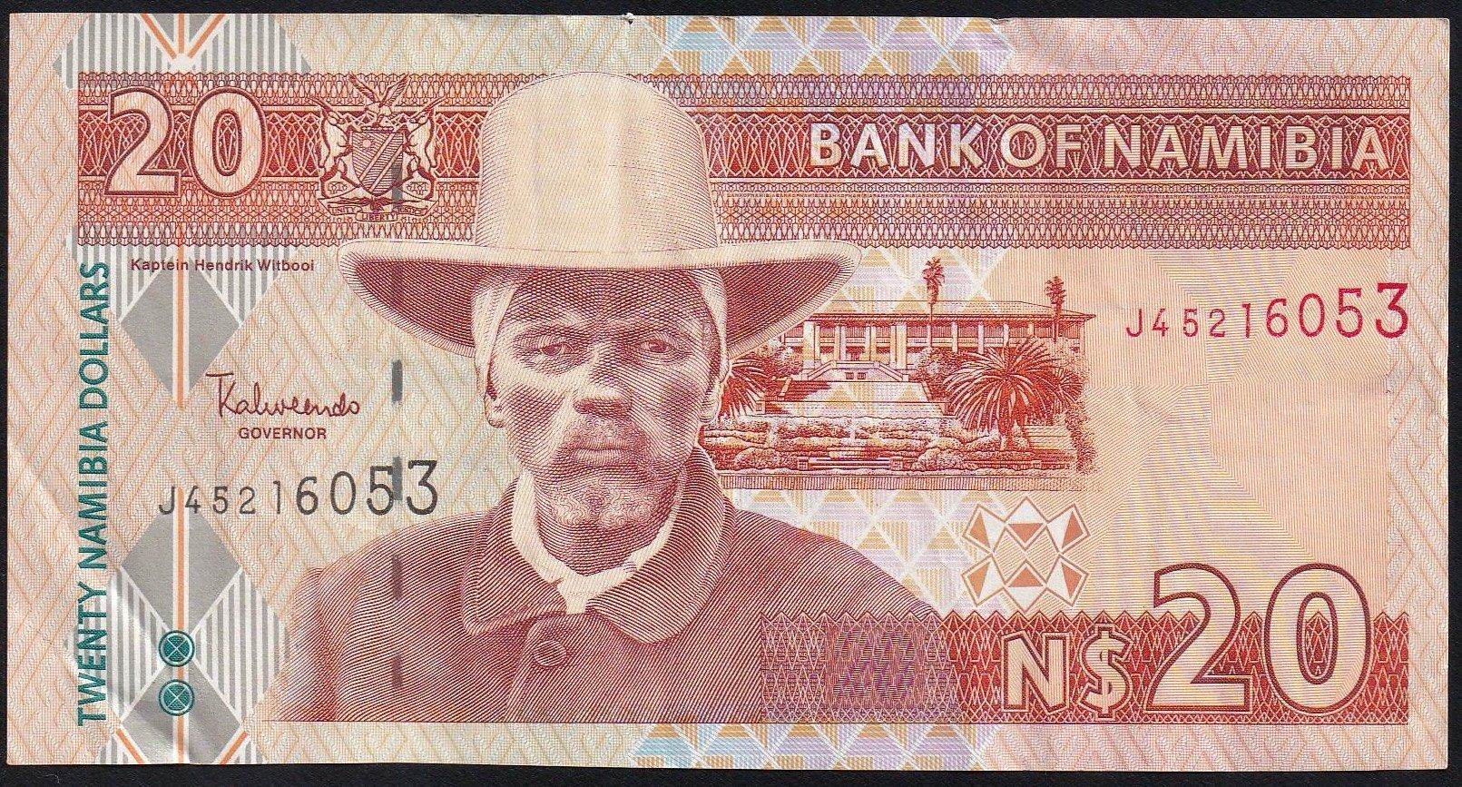 Banconote: Namibia 20 Dollars 2002 – Usato da Brugg AG venduto da banknoten_muesli