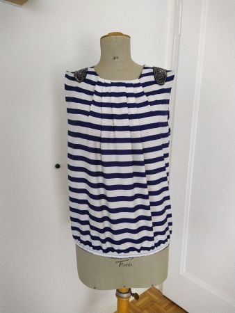 Bluse 'dunkelblau/weiss'