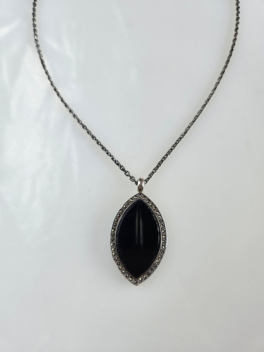 Catenine: Silber Kette mit schwarzem Onyx – Nuovo (secondo la descrizione) da Winterthur venduto da ste_tcx5
