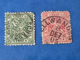 2 Dienstmarken Altdeutschland Württemberg 5 + 10 Pfennig