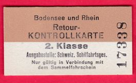 KARTON KONTROLLKARTE, 2. KLASSE, BODENSEE/RHEIN, UNGEBRAUCHT