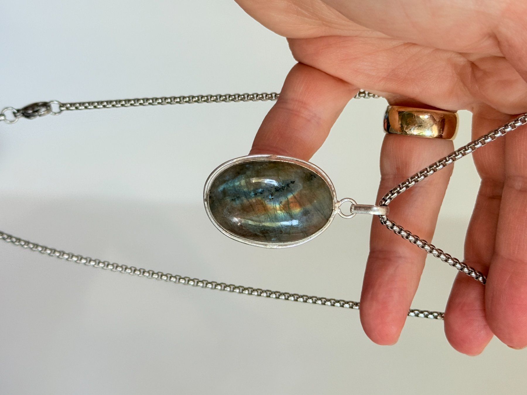Catenine: Collier vintage avec pierre de Labradorite véritable✨ – Nuovo e nell'imballaggio originale da Genève venduto da AWWA 6