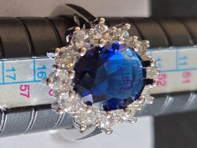 Anelli: Bague Argent 925 avec Saphir synth.bleu, taille ajustable 55 – Nuovo e nell'imballaggio originale da Neuchâtel venduto da golden02 4
