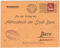 Perfin F.M. auf Lokalbeleg von BERN