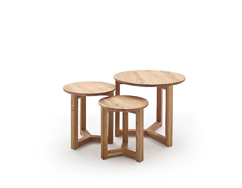 Set di tavolo e panche: Faye Eiche Massivholz Couchtisch 3er Set – Nuovo e nell'imballaggio originale da Lichtensteig venduto da pascalporchet 1