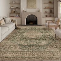 Teppich 200x300 Vintage Grün waschbar Kurzflor Retro