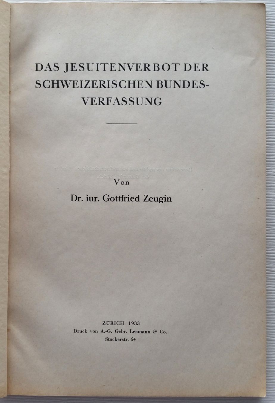 Libri: Das Jesuitenverbot der schweizerischen Bundesverfassung – Usato da Oberriet SG venduto da ganesh435 1