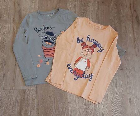 2 herzige Langarmshirts für Mädchen von name it Gr. 122/128