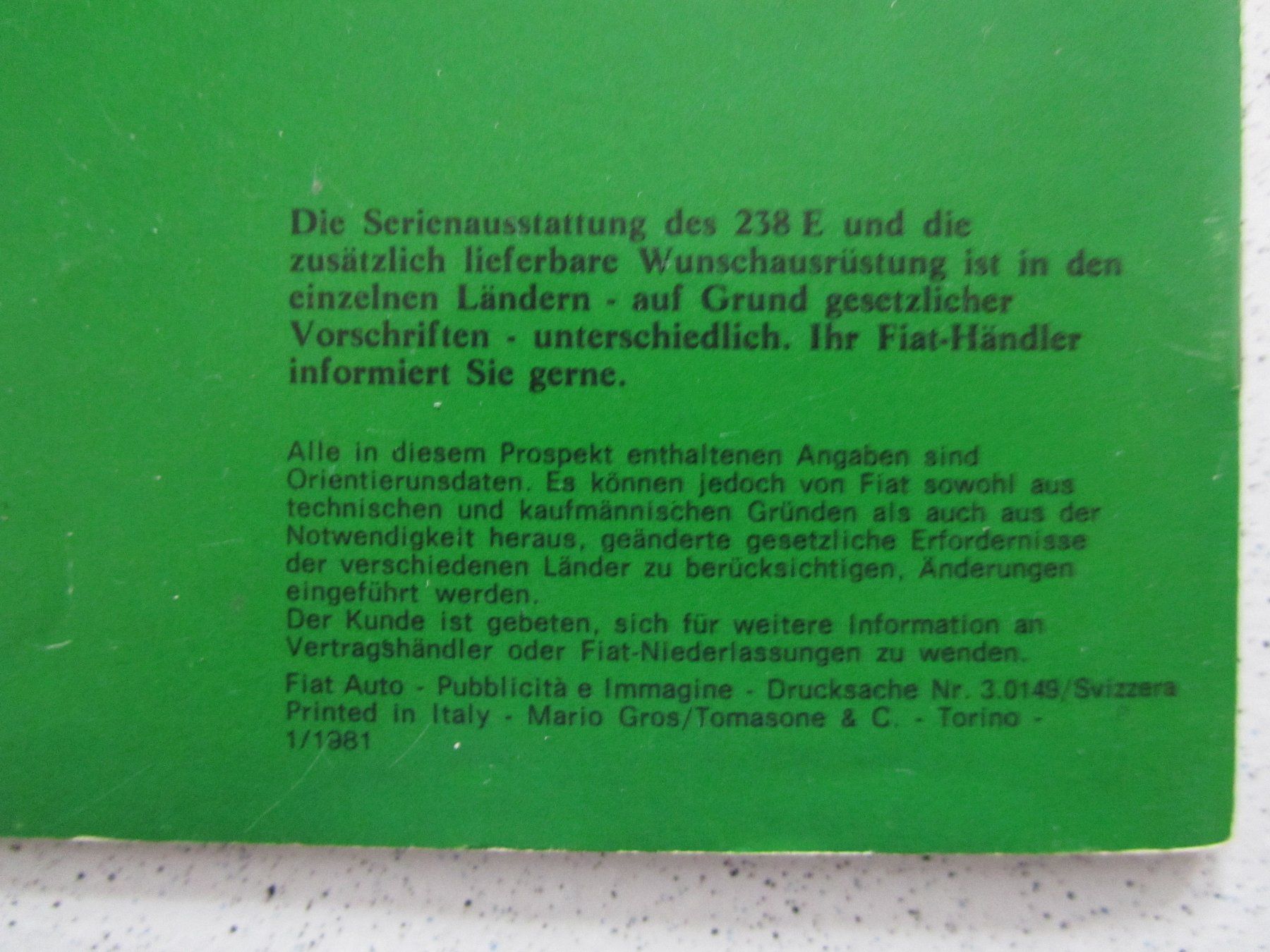 Documenti: Fiat Bus 238, Prospekt von 1981 – Usato da Weiningen ZH venduto da dietsch57 7