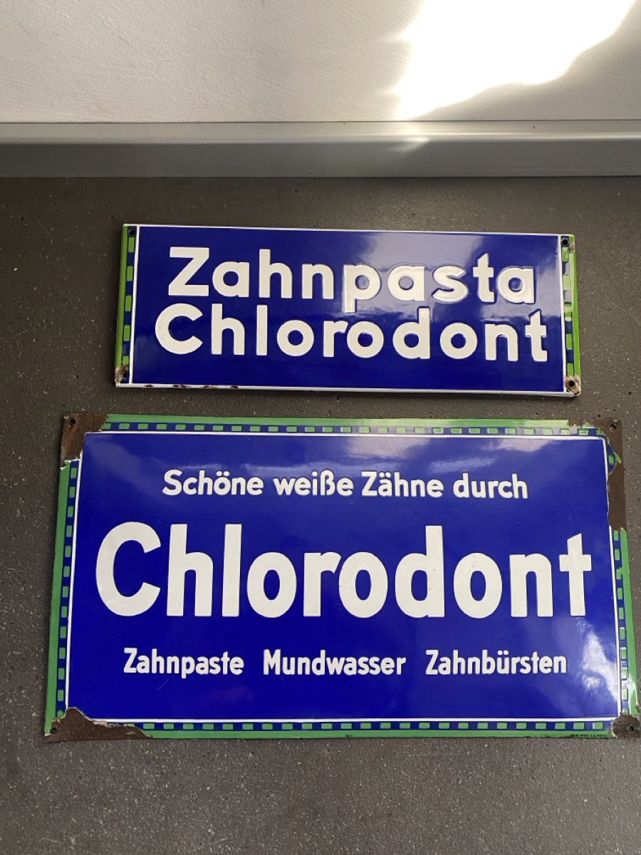 Insegne: 2Stk Chlorodont Emailschilder – Usato da Tafers venduto da Piscu90