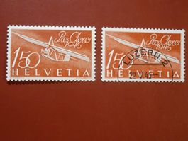 1946, PRO  AERO, POSTFRISCH + STEMPEL LUZERN, SCHULGLEITFLUG