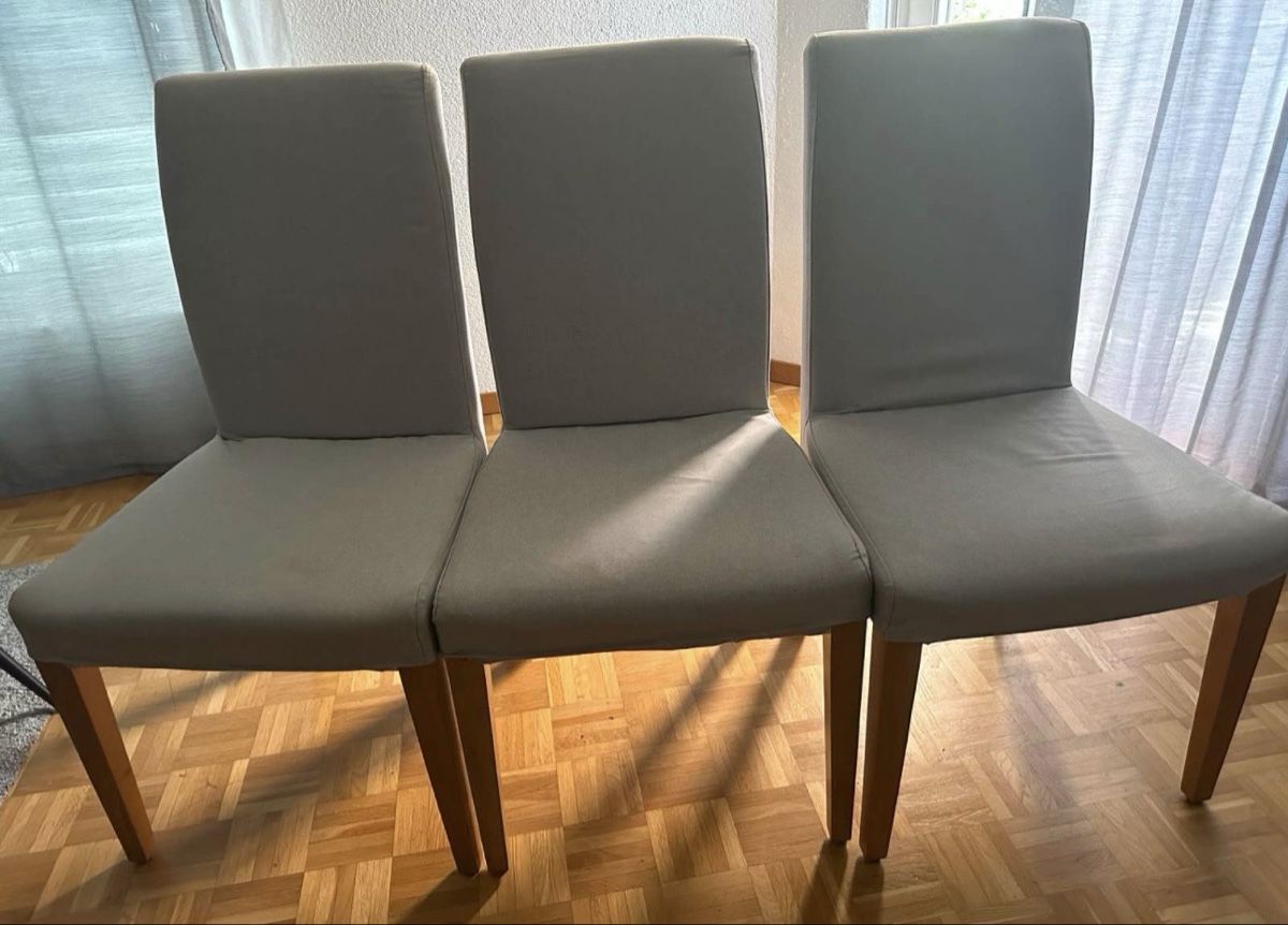 Sedie: Set mit 6 Esszimmerstühlen Stoff hellgrau Holzbeine – Usato da Basel venduto da chi_pr7y 3