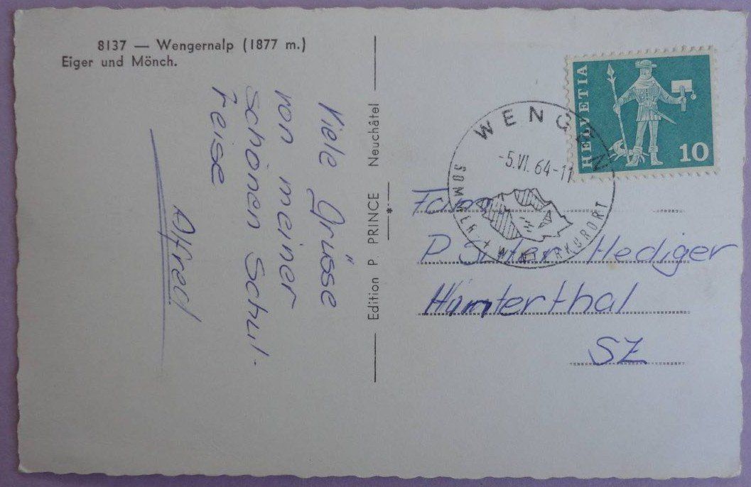 Cartoline postali: Wengernalp, Eiger und Mönch – Usato da Fétigny venduto da Billy2miny 1