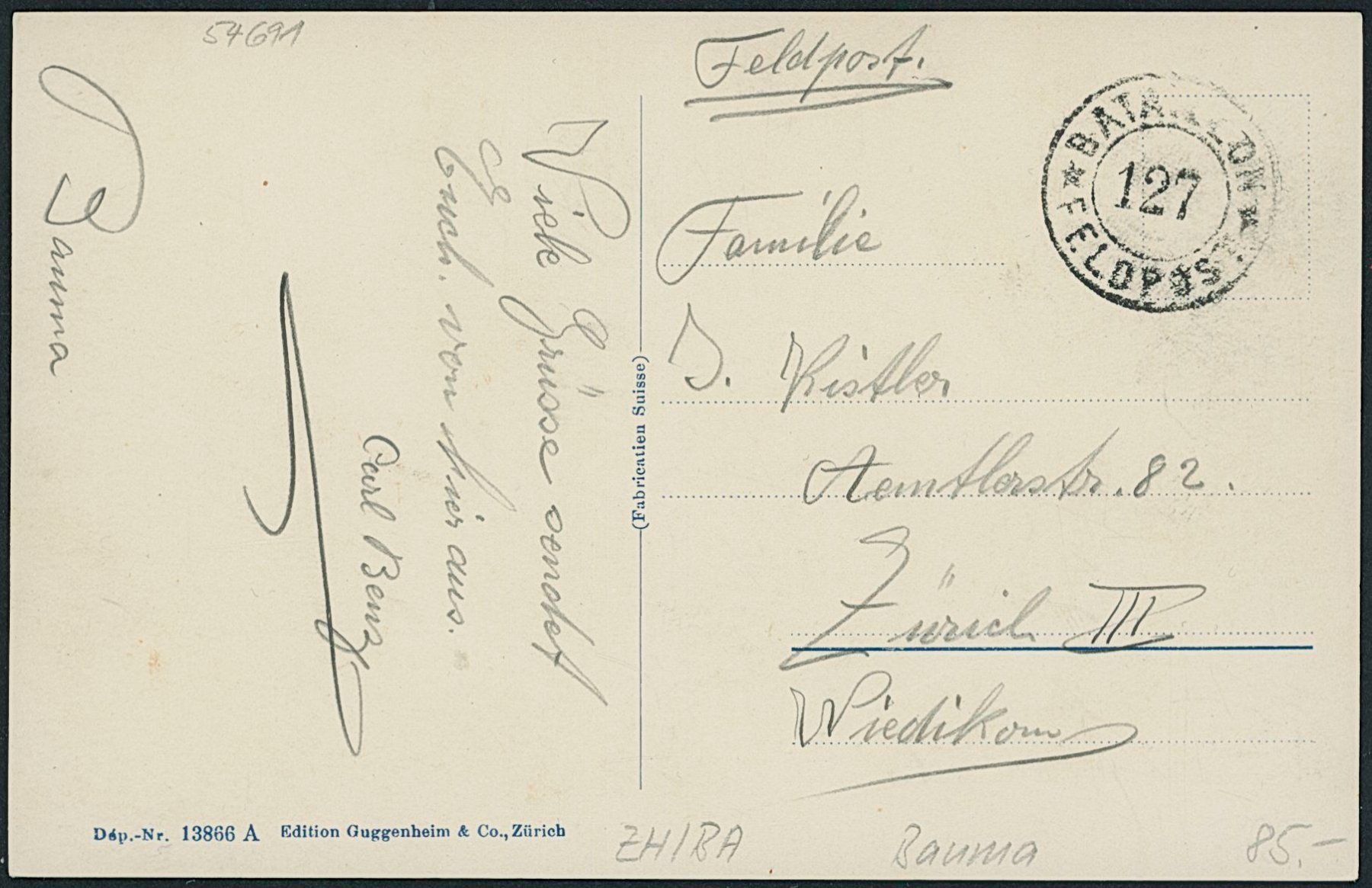 Cartoline postali: ZH Bauma – Usato da Schindellegi venduto da stationary 1