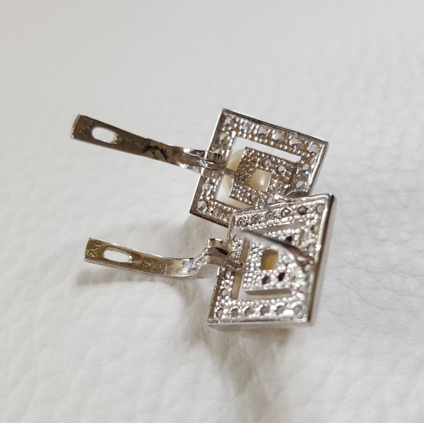 Orecchini pendenti & Orecchini a lobo: 750 Weiss Gold Perlen Ohrstecker/Steine – Usato da Wald ZH venduto da Dasilver 3