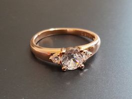 Ring mit Zirkonia, vergoldet 585, 2.0g, size 8 (57)
