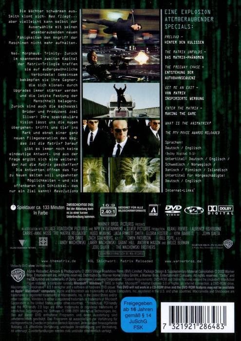 Alle DVDs: Matrix Reloaded (2 Disc Edition) – Neu (gemäss Beschreibung) aus Volketswil von Fraese1 1