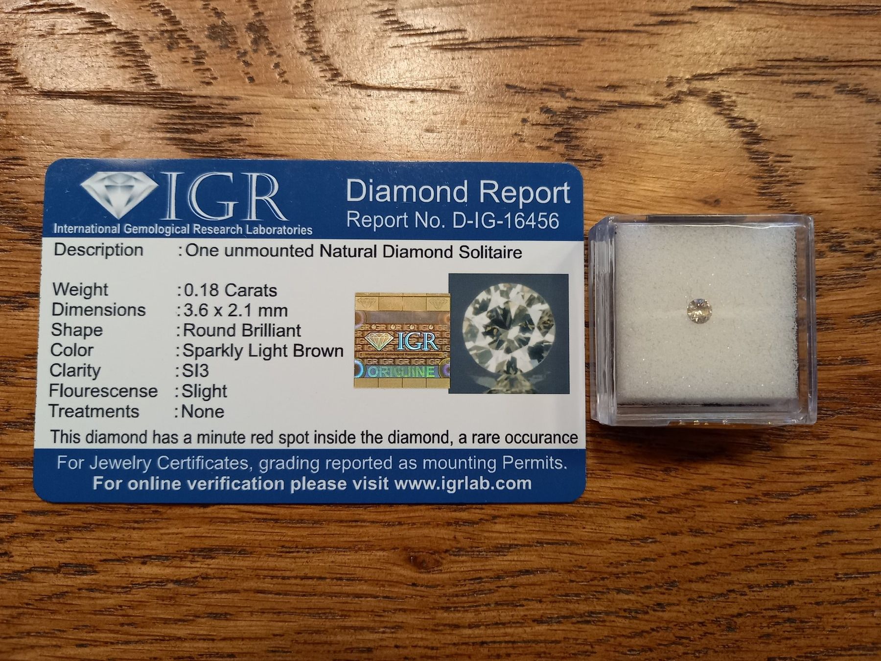Edelsteine: 0.18 cts CERTIFIED Round Diamond, SI3, Sparkly Light Brown – Gebraucht aus Aarau von Reto_BA_01 1