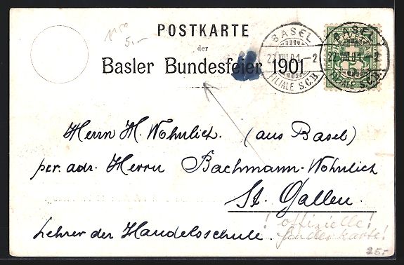 Cartoline postali: Basel, Basler Bundesfestspiel 1901, Scen – Usato da Berlin venduto da bartko-reher 1