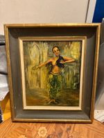 Peinture danseuse indienne signée H. Tanche 45x40cm